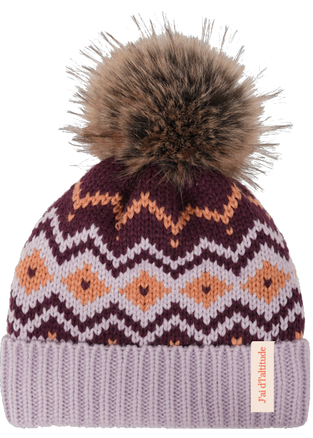 Piste et pelouse - X9018 Bonnet en tricot à pompon et chevron - ECC. ENCF567OW (PLIÉ AVG)